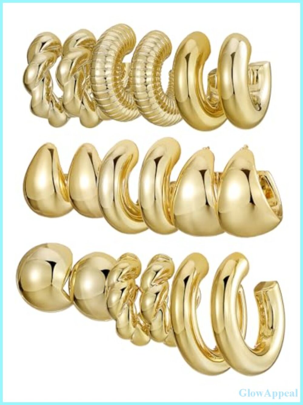 24 Pairs Gold Plated Hoop Earrings Set for Women Hypoallergenic Dangle Earrings